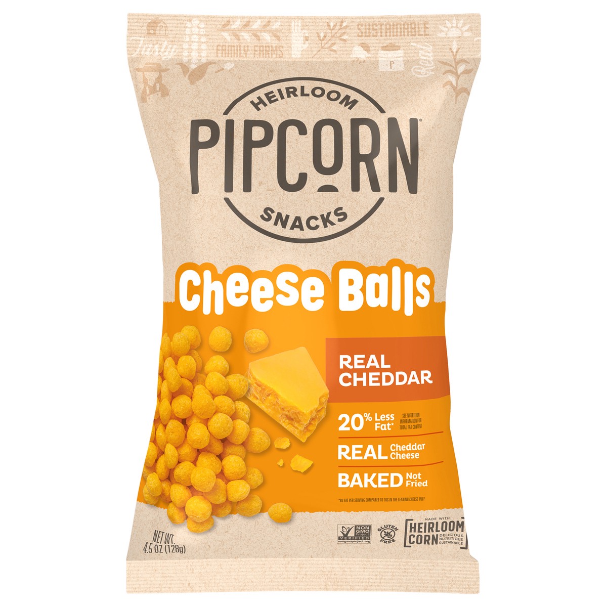 slide 1 of 8, Pipcorn Heirloom Cheddar Cheese Balls 4.5 oz, 4.5 oz