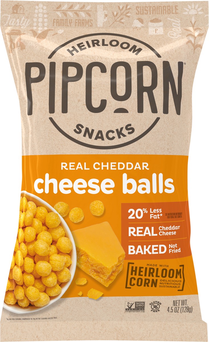 slide 8 of 8, Pipcorn Heirloom Cheddar Cheese Balls 4.5 oz, 4.5 oz