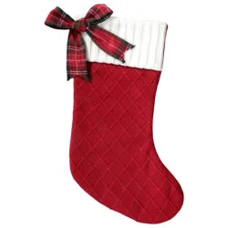 Ssel 19in Knit Stocking Bow Red - EA