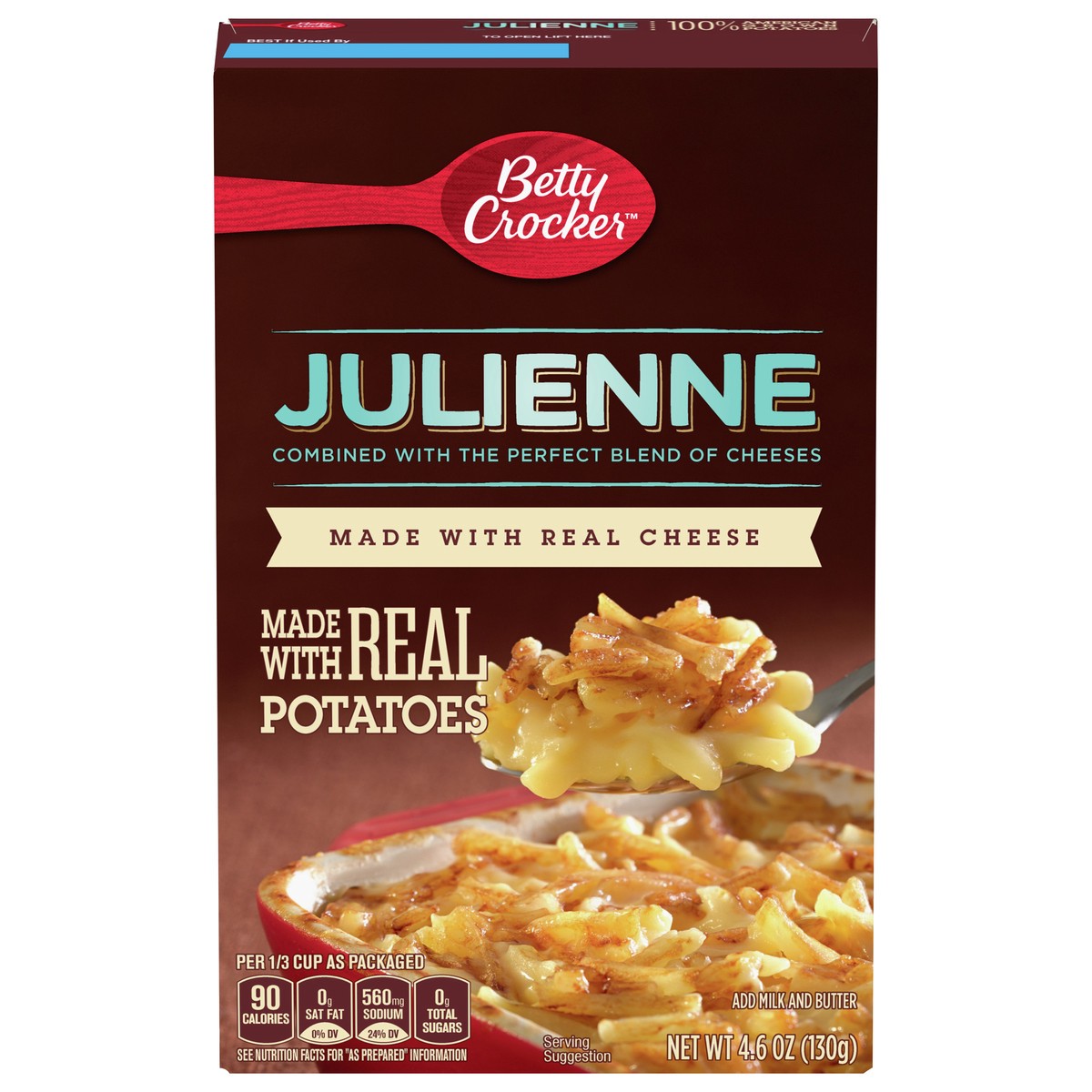 slide 1 of 9, Betty Crocker Julienne Potatoes\, Made with Real Cheese\, 4.6 oz., 4.6 oz