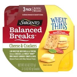 Sargento Mozzarella & Fontina/Wheat Thins Sundried Tomato & Basil Balanced Breaks 3 - 1.5 oz Snacks