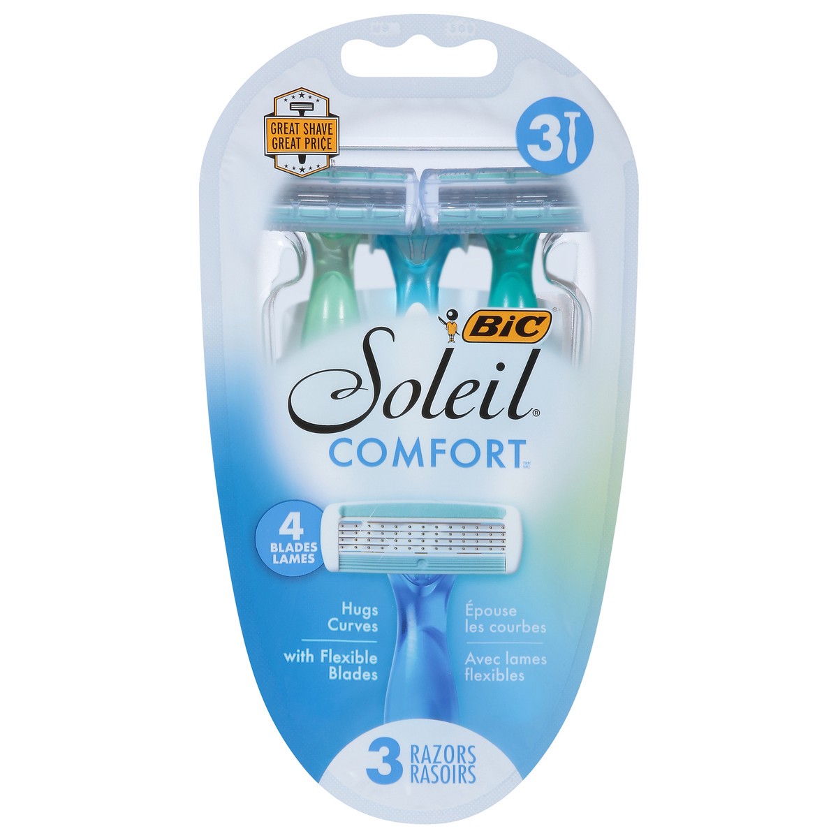 slide 1 of 9, BIC Soleil Comfort Razors 3 ea, 3 ct