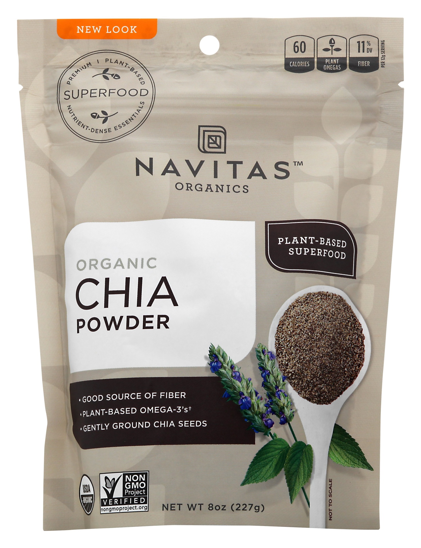 slide 1 of 1, Navitas Naturals Organic Chia Plant-Based Superfood Powder, 8 oz