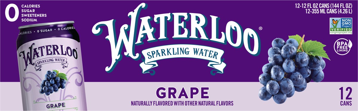 slide 2 of 2, Waterloo Grape Sparkling Water, 12 fl oz