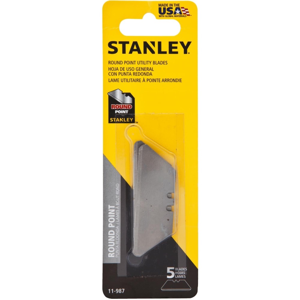 slide 1 of 1, STANLEY Round Point Utility Blades, 5 ct