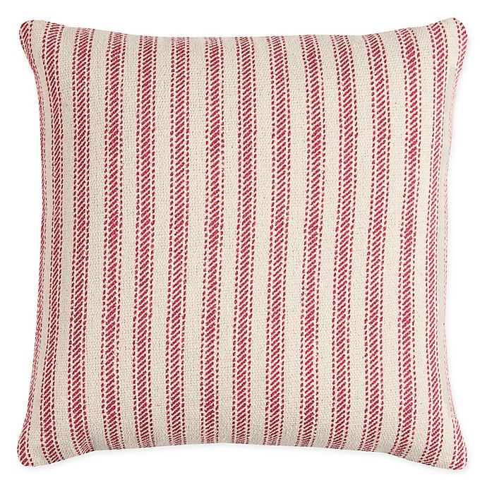 slide 1 of 2, Rizzy Home Ticking Chevron Throw PIllow - Natural/Red, 1 ct