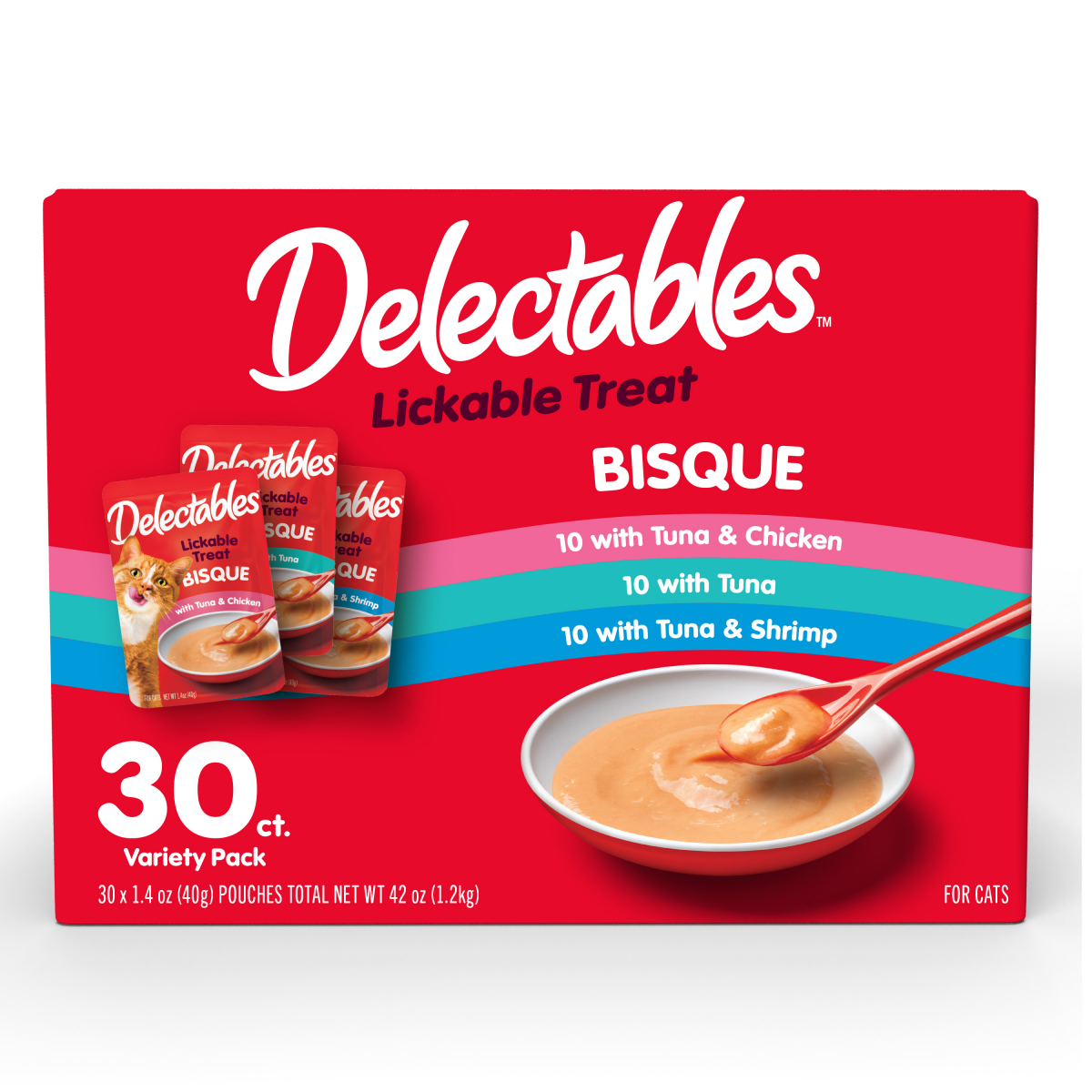 slide 1 of 1, Delectables Lickable Cat Treat Bisque Variety Pack, 30 ct