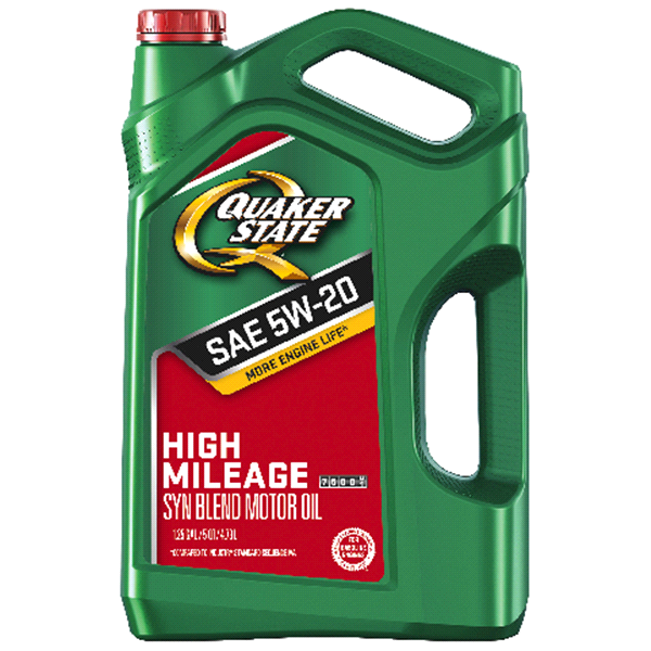 slide 1 of 1, Quaker State High Mileage Motor Oil, SYN Blend, SAE 5W-20, 5 qt