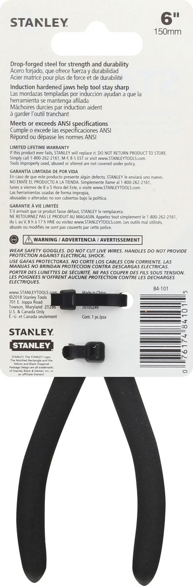 slide 4 of 8, Stanley 6 Inch Pliers Long Nose, 1 ct