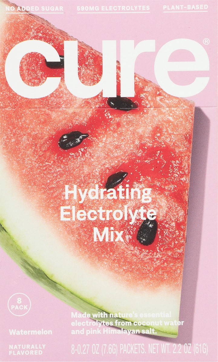 slide 9 of 11, CÜRE Hydrating Watermelon Electrolyte Mix 8 - 0.27 oz Packets, 8 ct