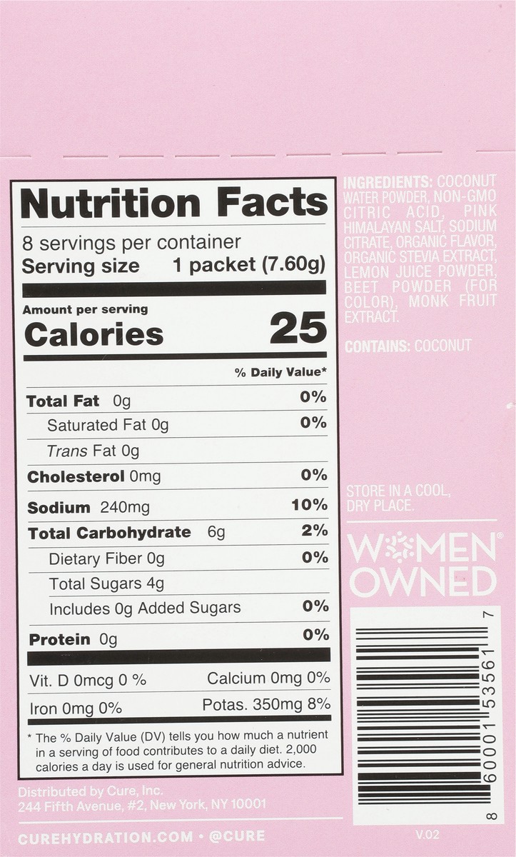 slide 3 of 11, CÜRE Hydrating Watermelon Electrolyte Mix 8 - 0.27 oz Packets, 8 ct