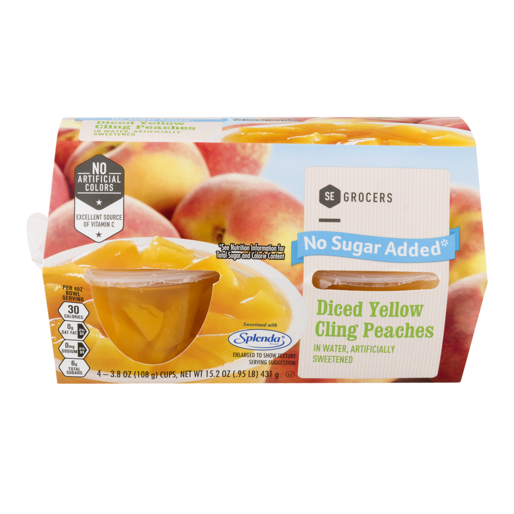 slide 1 of 1, SE Grocers Diced Peach Nsa, 4 ct