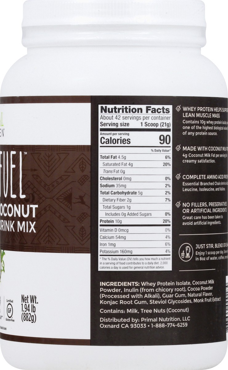 slide 4 of 12, Primal Kitchen Primal Fuel Whey Protein Chocolate Coconut Drink Mix 1.94 lb, 1.94 lb