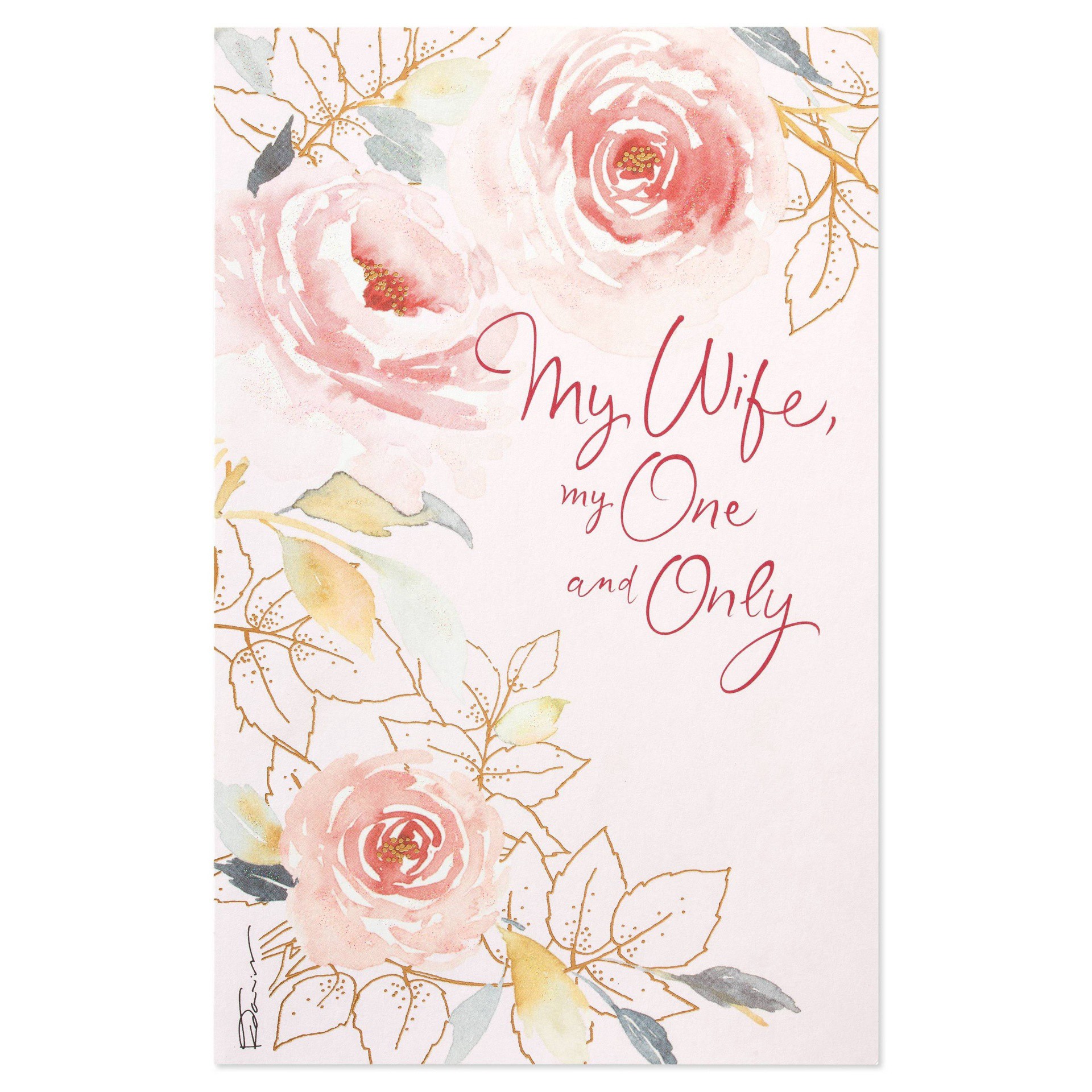 slide 1 of 5, American Greetings Valentine's Day Card for Wife (Floral), 1 ct