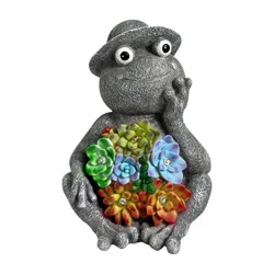 Forever Gifts Solar Succulent Frog Statue