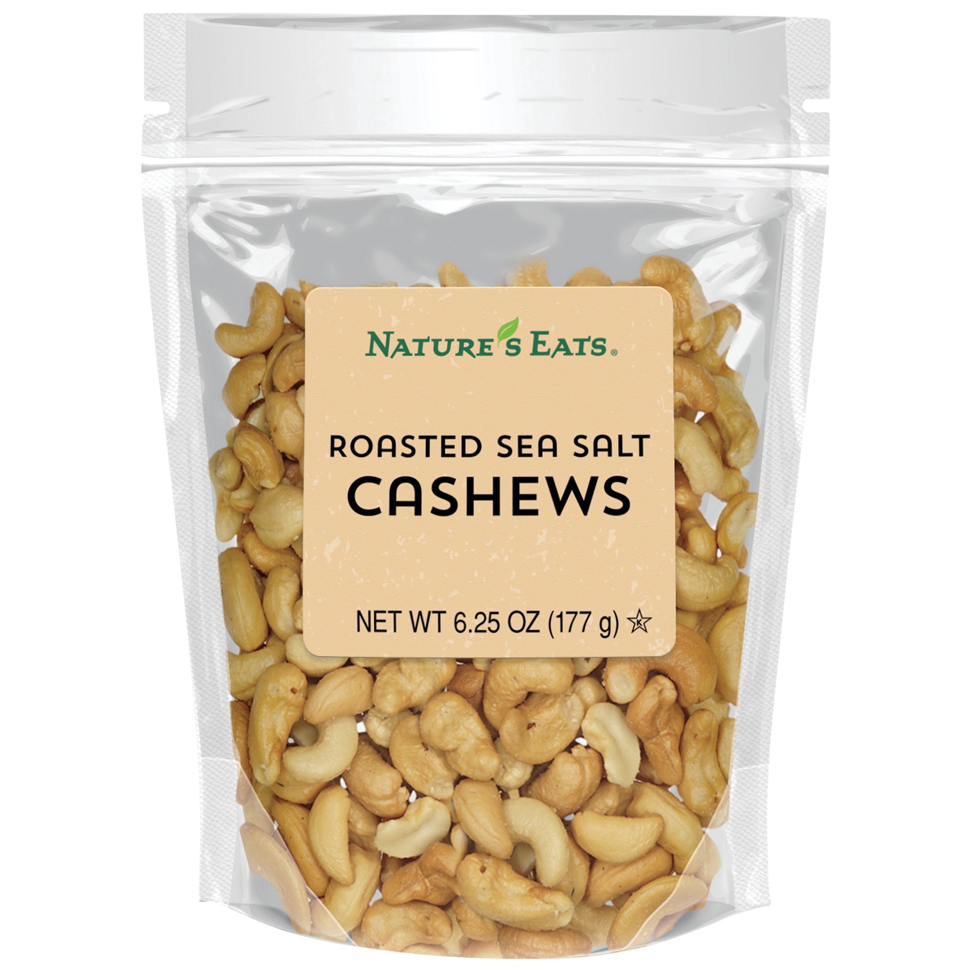 slide 1 of 1, Nature's Eats Roasted Sea Salt Cashews, 6.25 oz