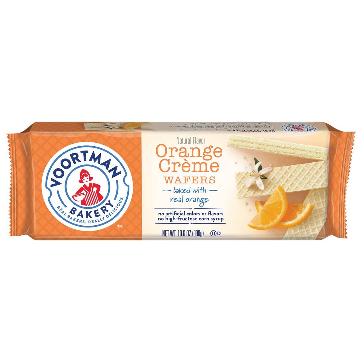 slide 1 of 9, VOORTMAN Bakery Orange Crème Wafers, 10.6 oz