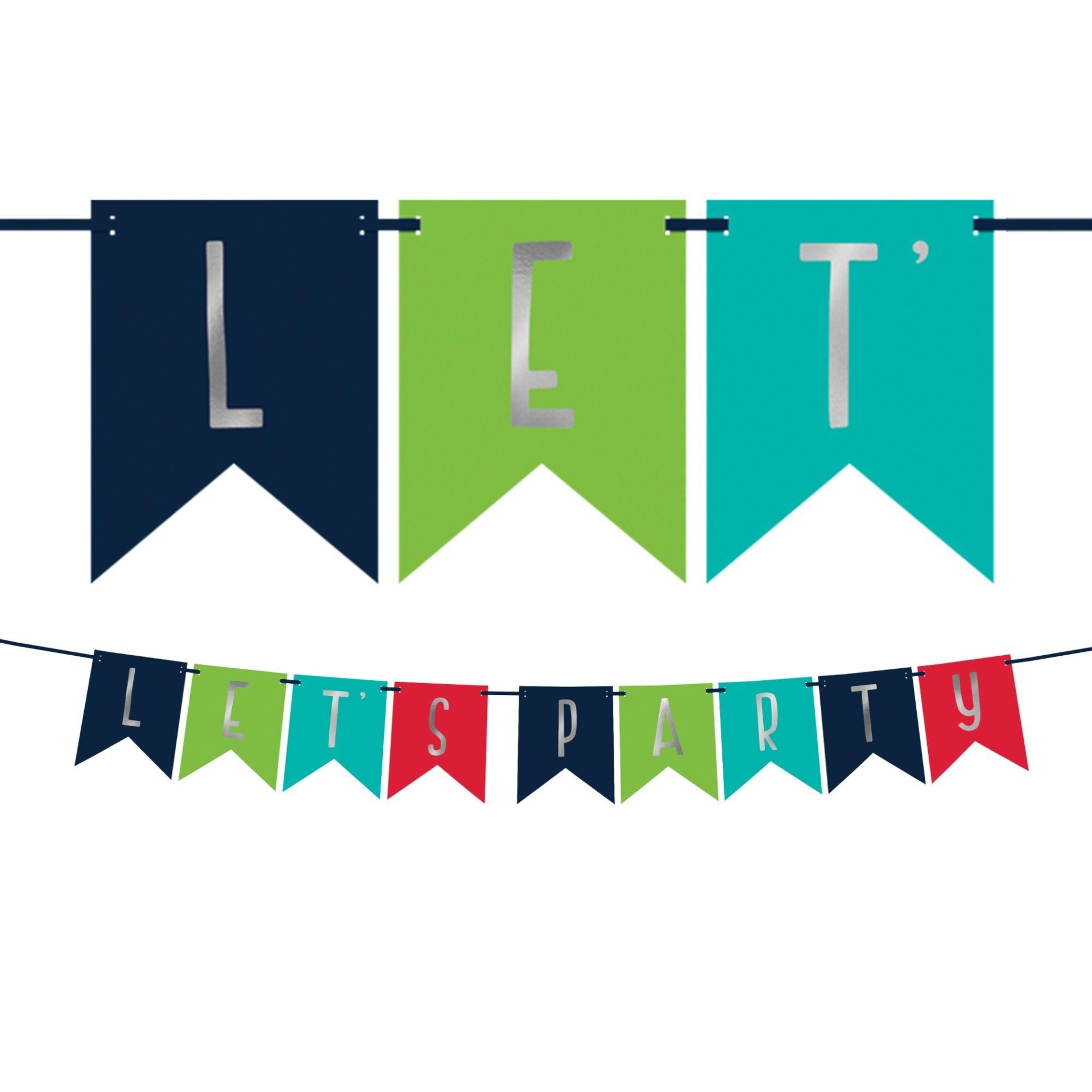 slide 1 of 1, Party City A Reason to Celebrate Let's Party Pennant Banner, 1 ct