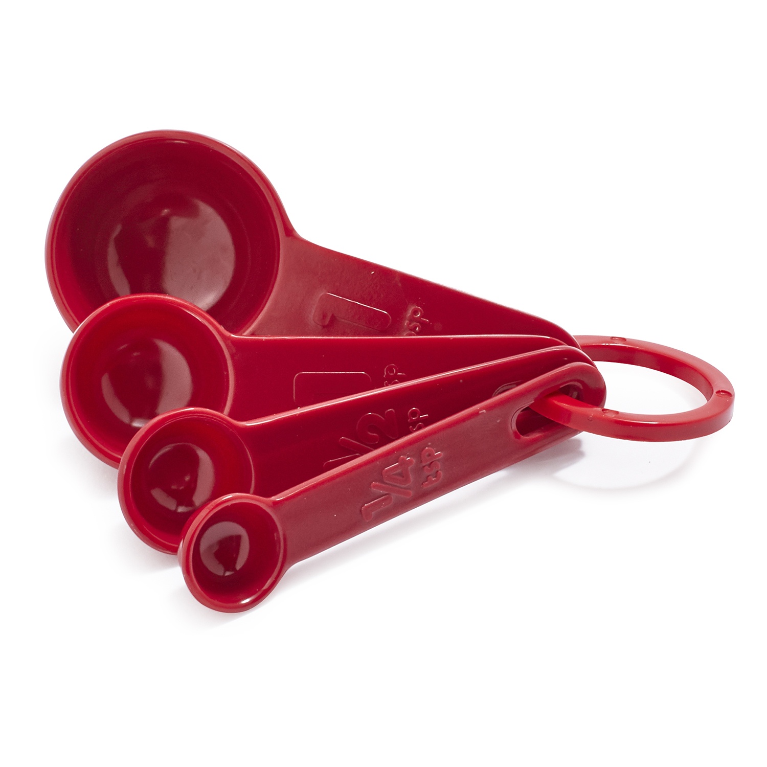 slide 1 of 1, Sur La Table Red Measuring Spoons, 4 ct