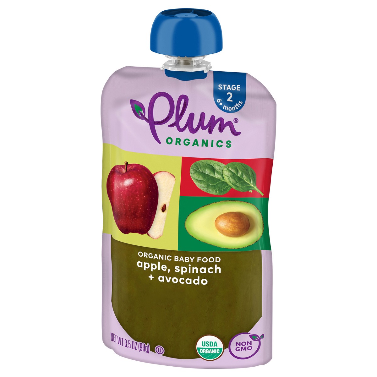 slide 9 of 9, Plum Organics Stage 2 Organic Baby Food Apple, Spinach + Avocado, 3.5oz Pouch, 3.5 oz