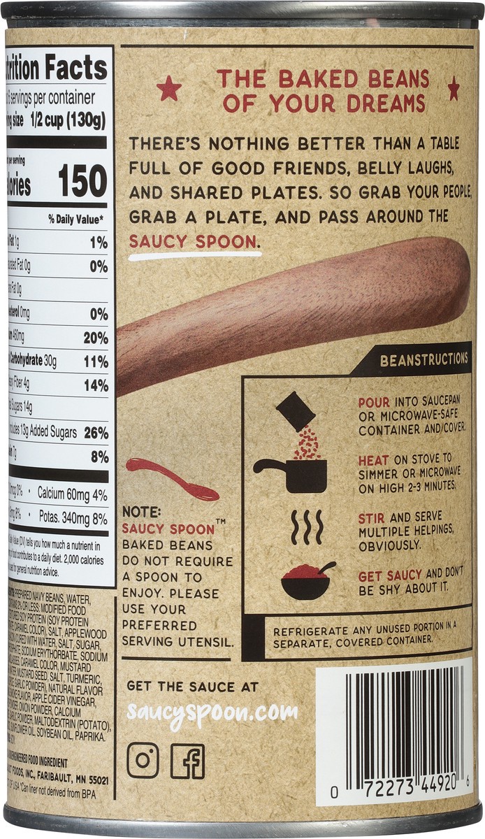 slide 10 of 14, Saucy Spoon Applewood Smoked Bacon Baked Beans 28 oz, 28 oz