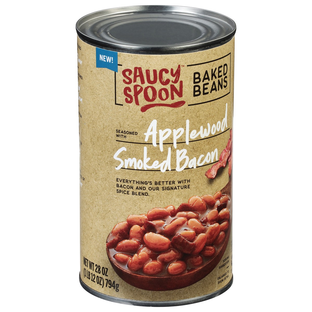 slide 5 of 14, Saucy Spoon Applewood Smoked Bacon Baked Beans 28 oz, 28 oz