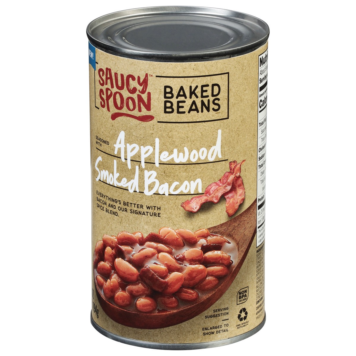 slide 3 of 14, Saucy Spoon Applewood Smoked Bacon Baked Beans 28 oz, 28 oz
