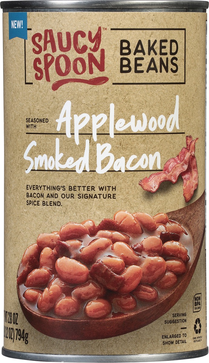 slide 8 of 14, Saucy Spoon Applewood Smoked Bacon Baked Beans 28 oz, 28 oz