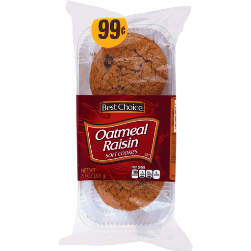 slide 1 of 1, Best Choice Oatmeal Raisin Soft Cookies, 7.1 oz