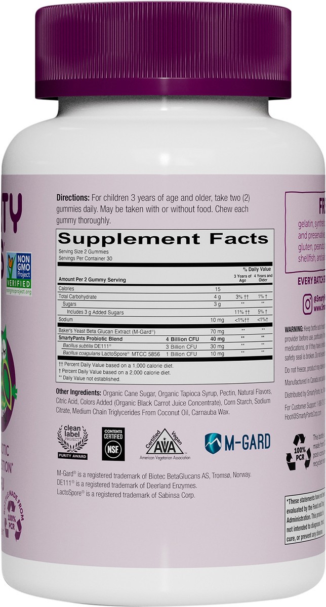 slide 2 of 8, SmartyPants Kids Prebiotic and Probiotic Immunity Formula - Grape, 60 ct., 60 ct