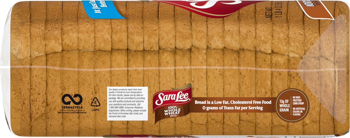 slide 8 of 9, Sara Lee 100% Whole Wheat Bread, 20 oz, 1 ct