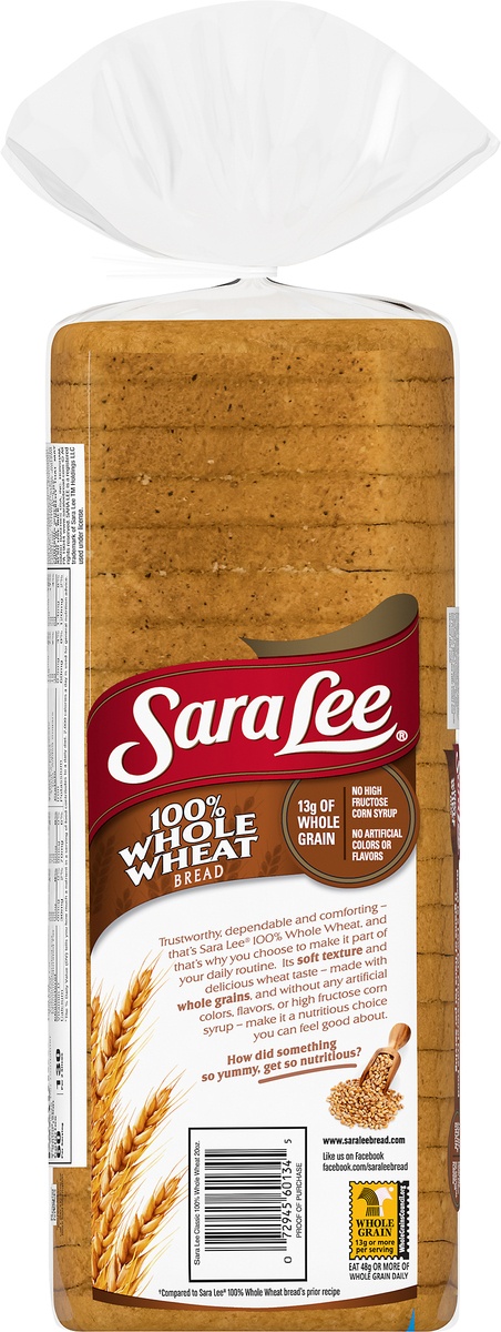 slide 8 of 8, Sara Lee 100% Whole Wheat Bread, 20 oz