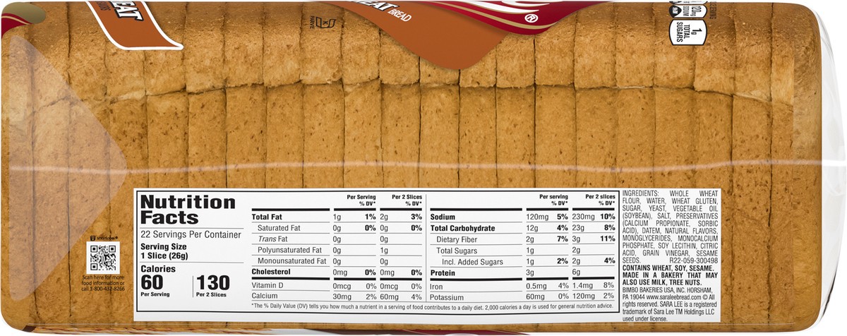 slide 2 of 9, Sara Lee 100% Whole Wheat Bread, 20 oz, 1 ct