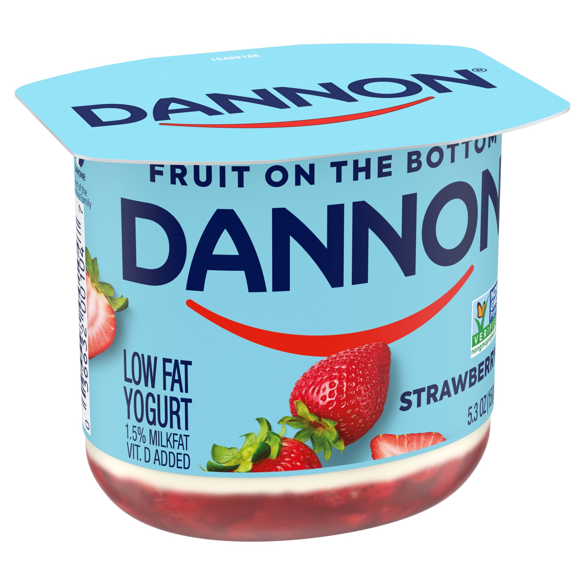 slide 3 of 5, Dannon Fruit on the Bottom Strawberry Low Fat Yogurt, Gluten Free Snacks with Real Strawberry Pieces, Good Source of Calcium and Vitamin D, 5.3 OZ Yogurt Container, 5.3 oz