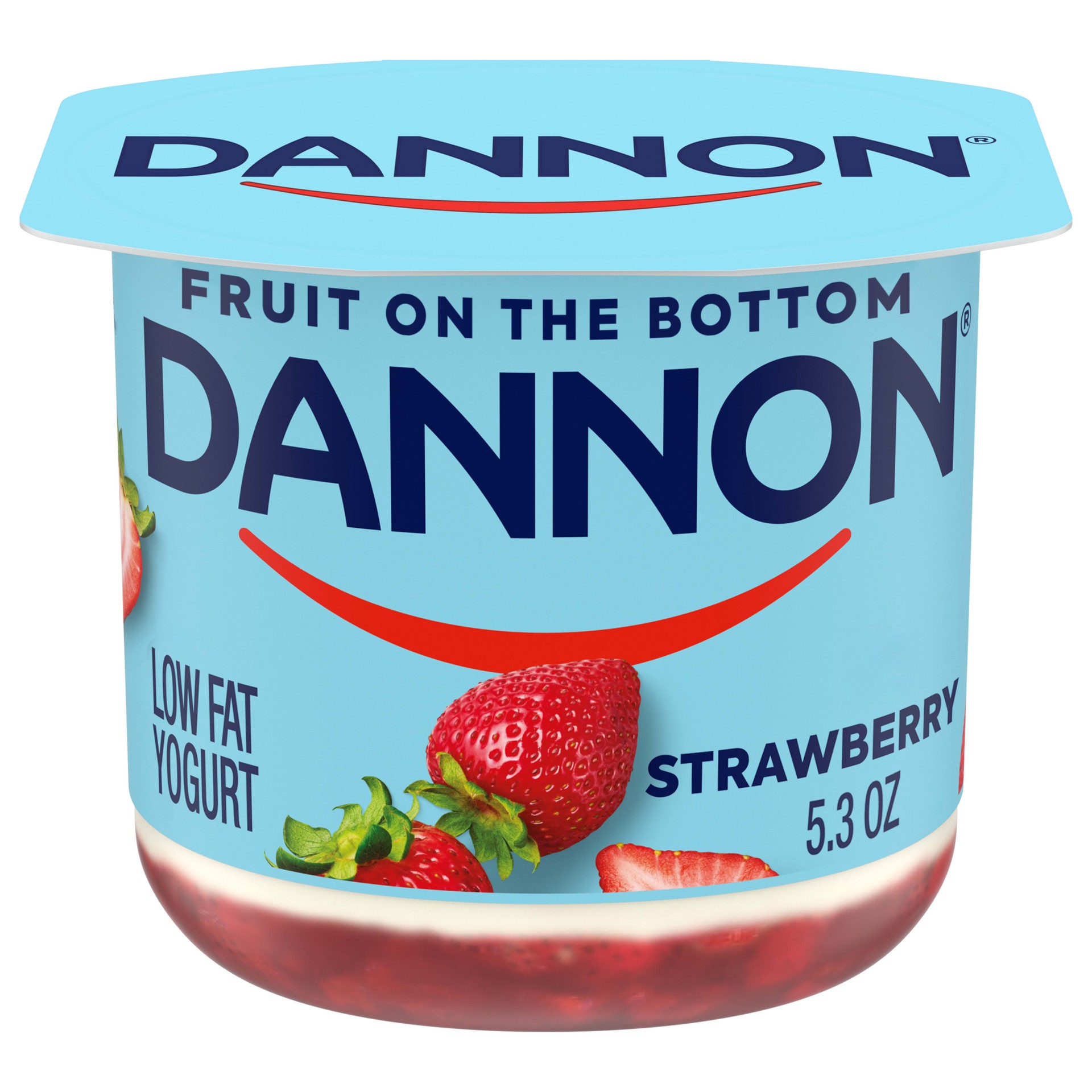 slide 1 of 5, Dannon Fruit on the Bottom Strawberry Low Fat Yogurt, Gluten Free Snacks with Real Strawberry Pieces, Good Source of Calcium and Vitamin D, 5.3 OZ Yogurt Container, 5.3 oz