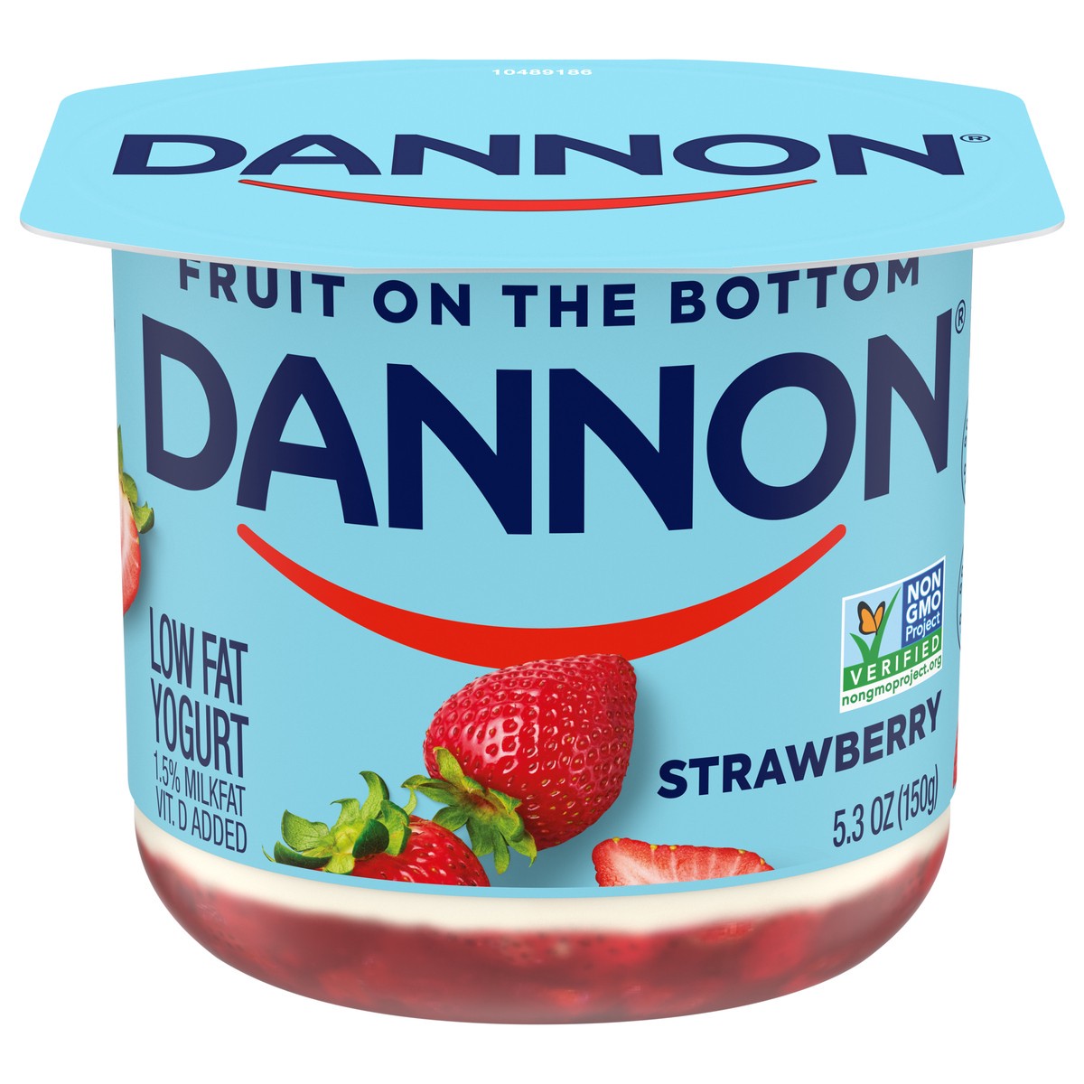 slide 1 of 5, Dannon Fruit on the Bottom Strawberry Low Fat Yogurt, Gluten Free Snacks with Real Strawberry Pieces, Good Source of Calcium and Vitamin D, 5.3 OZ Yogurt Container, 5.3 oz