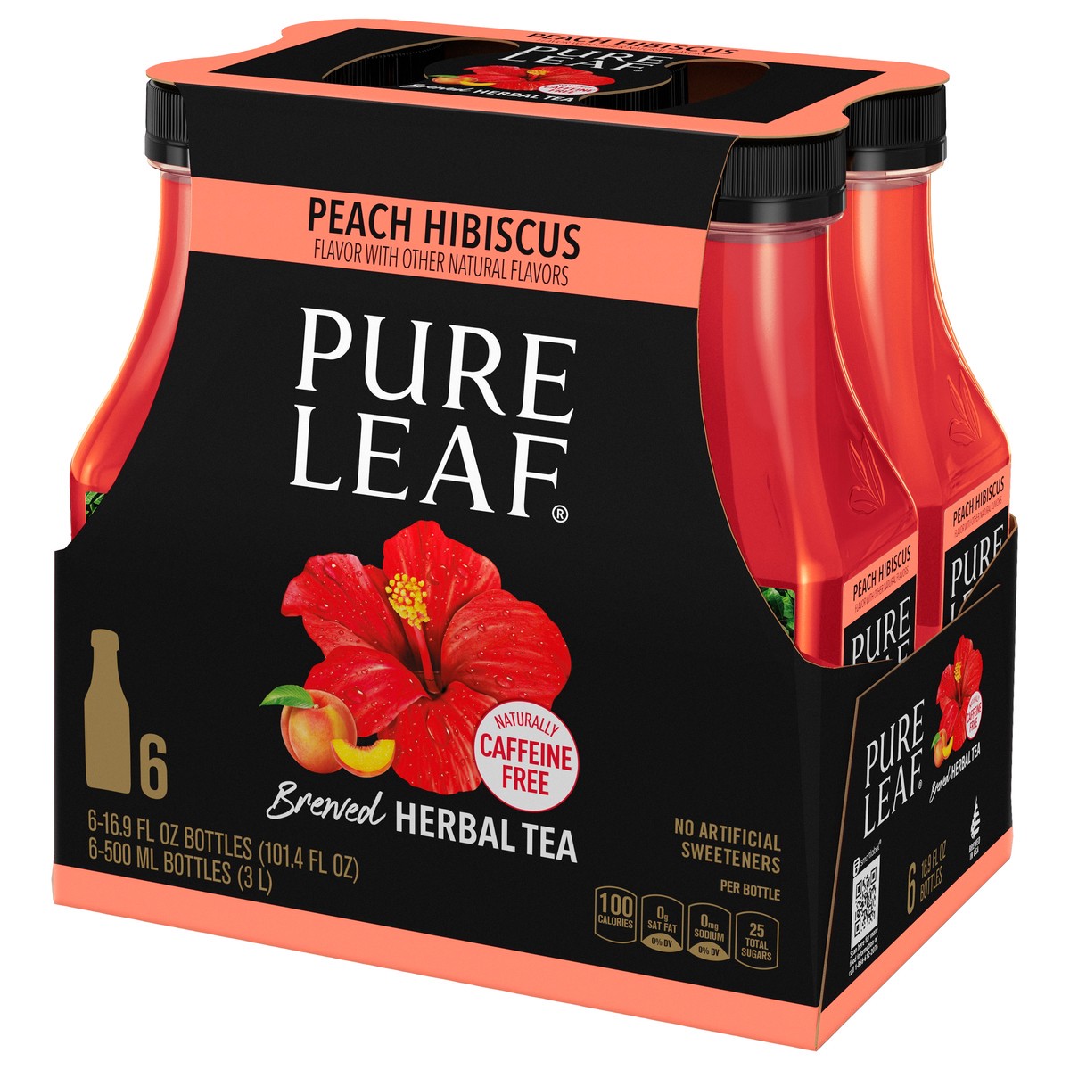 slide 4 of 7, Pure Leaf Peach Hibiscus Brewed Herbal Tea 6-16.9 fl oz Bottles, 6 ct