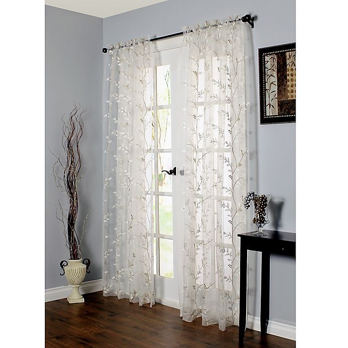 slide 1 of 1, Commonwealth Home Fashions Venice Embroidered Window Curtain Panel - White, 95 in