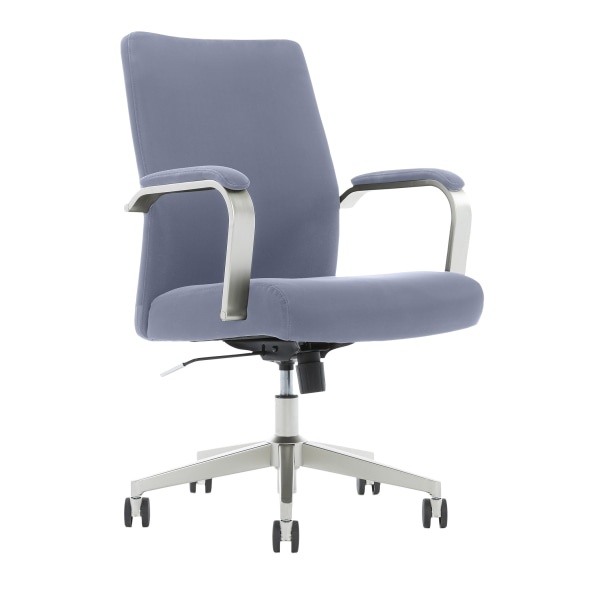 slide 1 of 10, Serta Sittrue Devara Bonded Leather Mid-Back Manager Chair, Light Blue, 1 ct