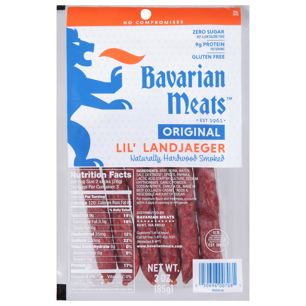 slide 1 of 9, Bavarian Meats Original Lil' Landjaeger - 3 oz, 3 oz