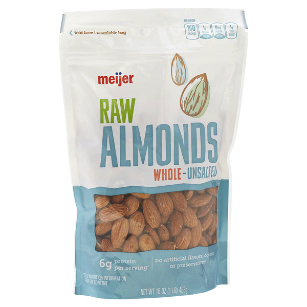 slide 13 of 29, Meijer Whole Unsalted Raw Roasted Almonds, 16 oz