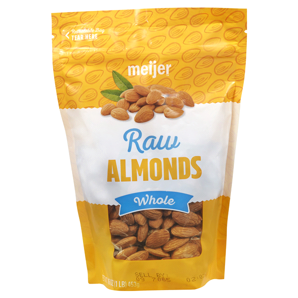 slide 1 of 2, Meijer Whole Raw Almonds, 16 oz