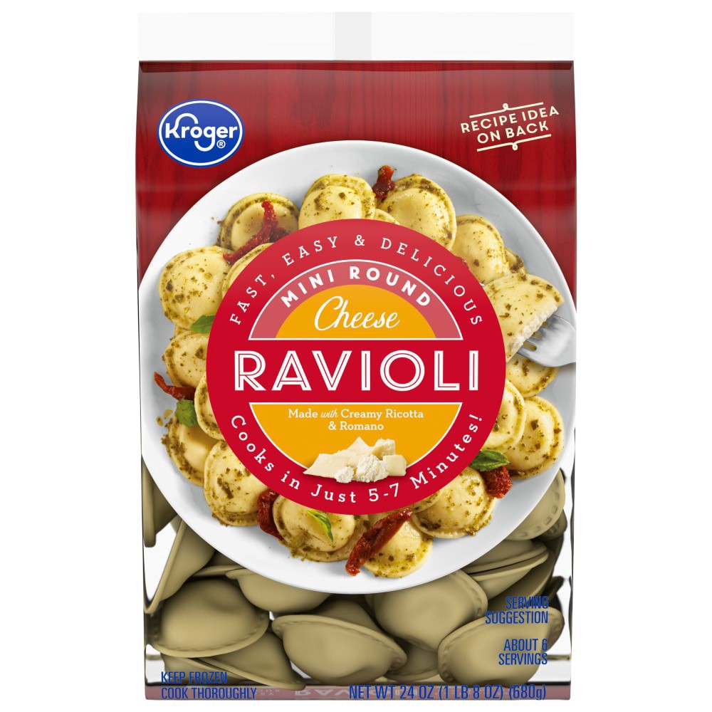 slide 2 of 4, Kroger Mini Round Cheese Ravioli, 24 oz
