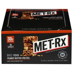 MET-Rx Big 100 Peanut Butter Pretzel Meal Replacement Bars 9 - 3.5 oz Bars