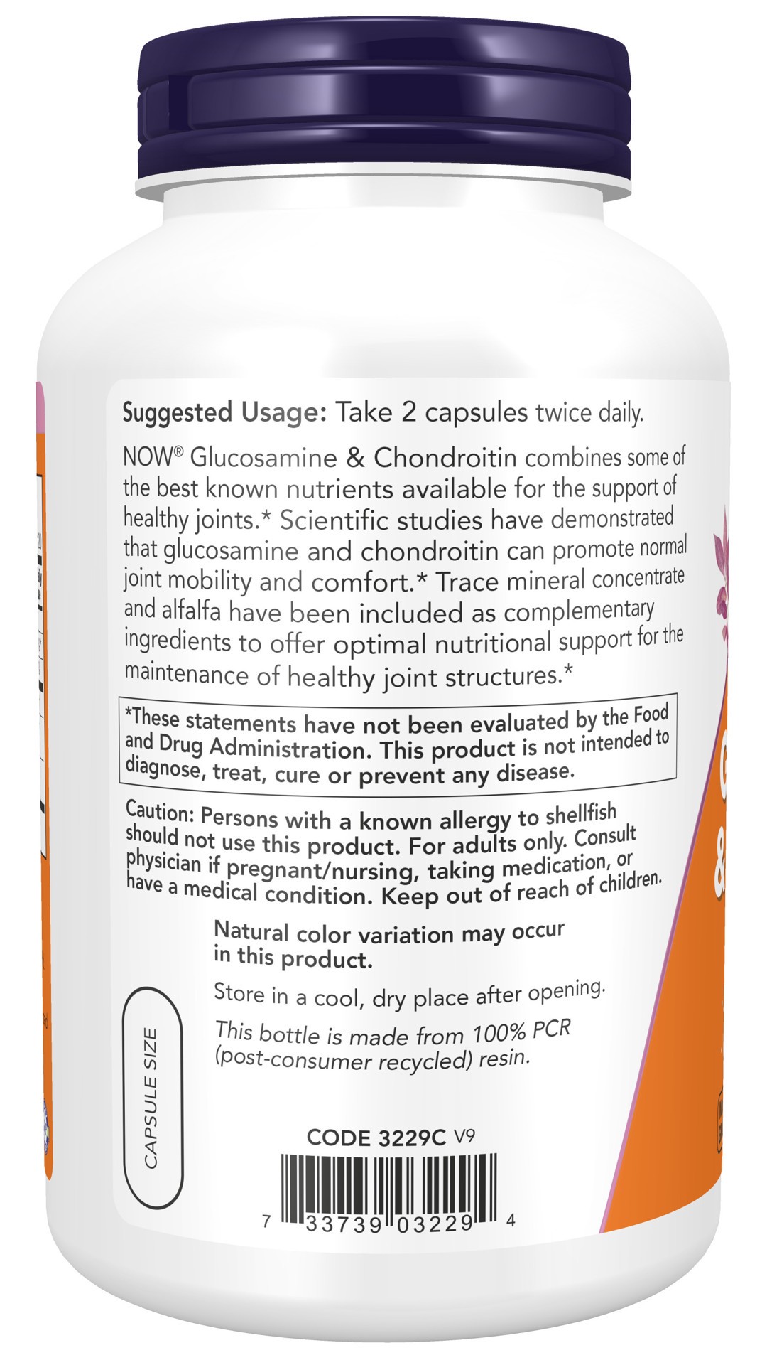 slide 2 of 4, NOW Glucosamine & Chondroitin with Trace Minerals - 240 Veg Capsules, 240 ct