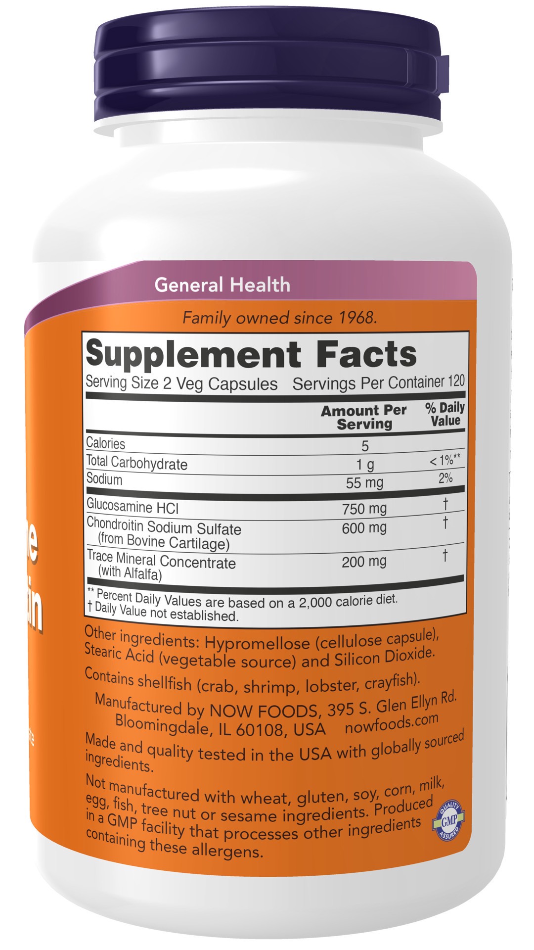 slide 3 of 4, NOW Glucosamine & Chondroitin with Trace Minerals - 240 Veg Capsules, 240 ct