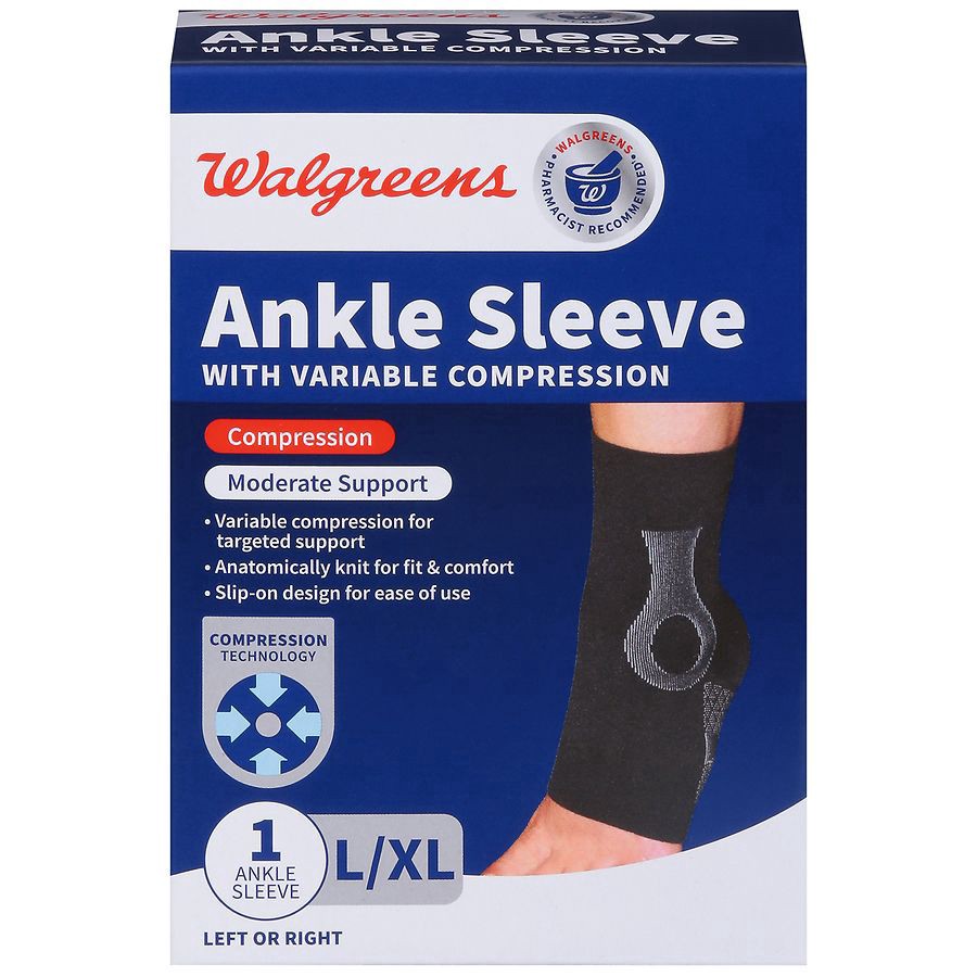 slide 1 of 5, Walgreens Compression Sleeve - Ankle Large / X Large, 1 ct