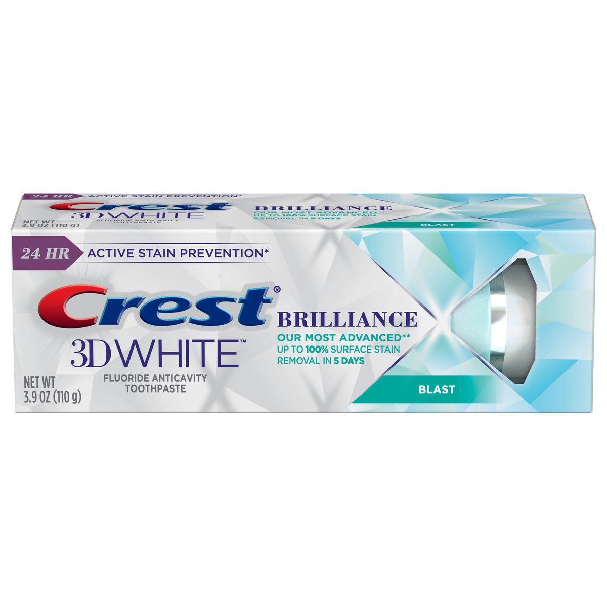 slide 1 of 4, Crest 3D White Brilliance Blast Fluoride Anticavity Toothpaste 3.9 oz Box, 3.9 oz