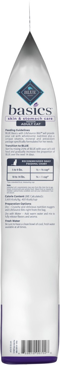 slide 9 of 12, Blue Buffalo Blue Basics Limited Ingredient Grain Free Turkey & Potato Indoor Adult Cat Food, 11 lb