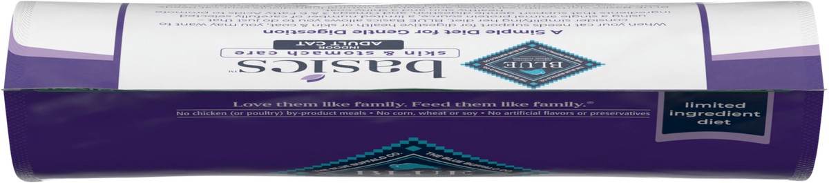 slide 6 of 12, Blue Buffalo Blue Basics Limited Ingredient Grain Free Turkey & Potato Indoor Adult Cat Food, 11 lb